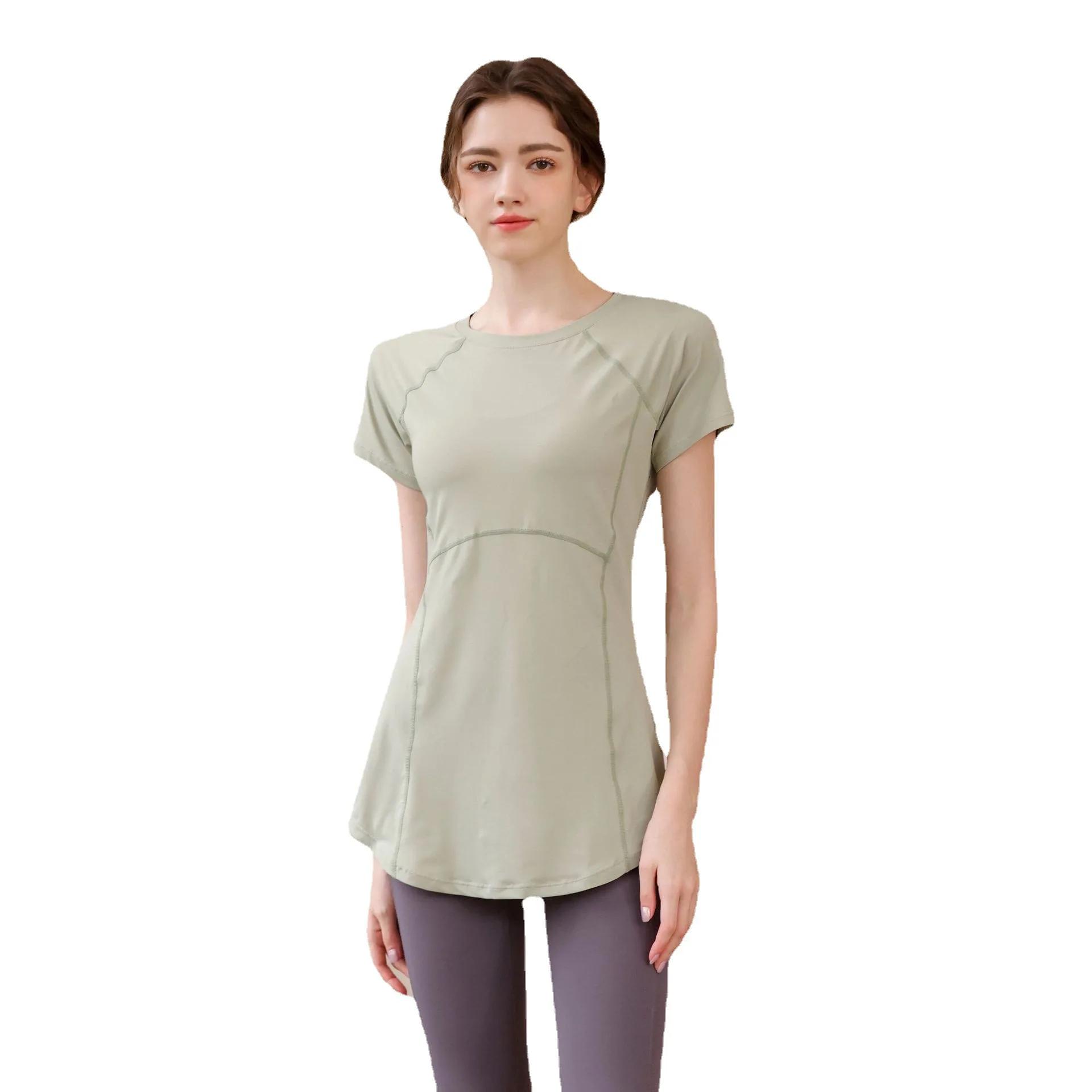Vêtements de Yoga pour femmes, haut à manches courtes, vêtements de sport, T-shirt de course, de Fitness, Pilates, chemisier, 2024