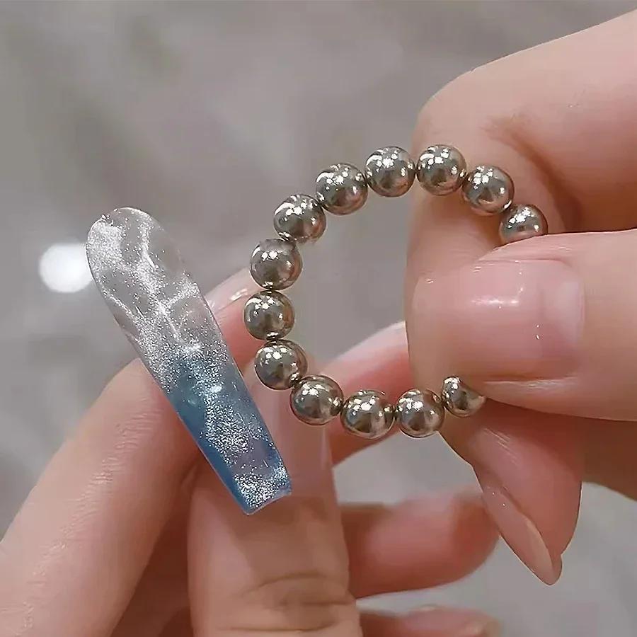 10/20 pièces perles magnétiques rondes pour Nail Art ondulation de l'eau oeil de chat Gel vernis fleur glacée sculpture