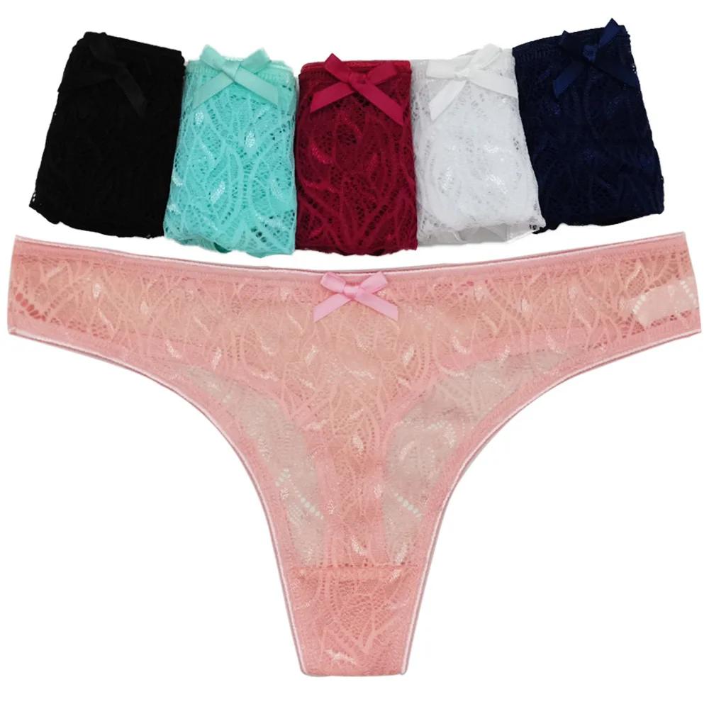 Culotte Sexy femmes dentelle sous-vêtements en soie taille basse nœud couleur unie slips coton entrejambe respirant