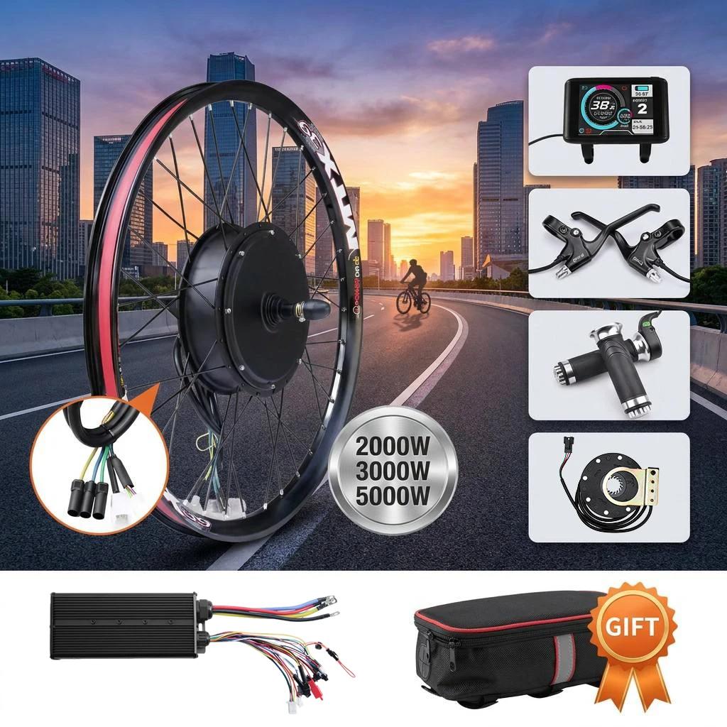 Kit de vélo électrique 5000W 3000W 2000W avec écran TFT UKC1, prise en charge de la charge USB, S966 NFC, moteur de moyeu arrière MTX39