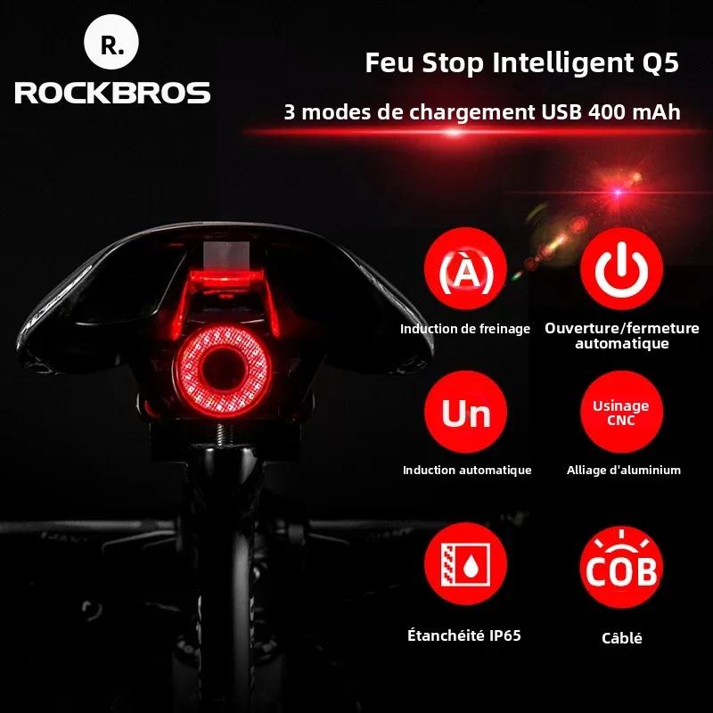Feu arrière intelligent ROCKBROS pour vélo