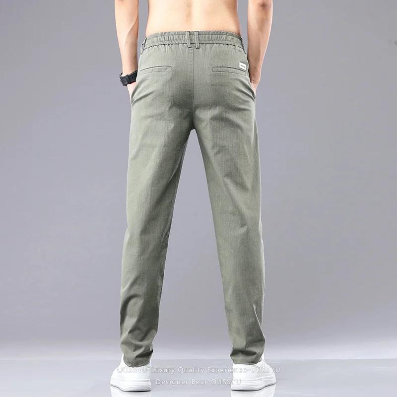 Pantalon Chino Cargo en Twill pour Homme, Taille Élastique, Couleur Unie, Coton Classique, Style Décontracté et Habillé, Collection Été 2026 de la Marque [Nom de la Marque]