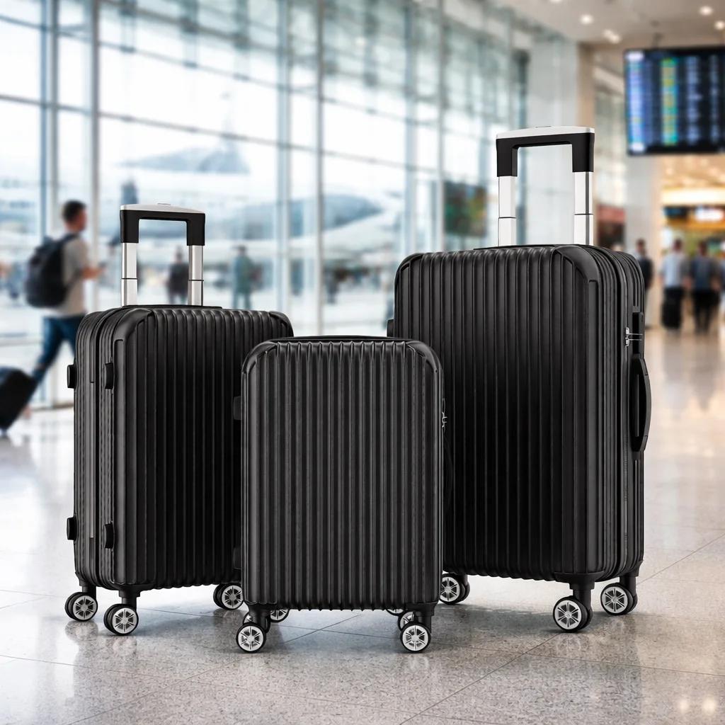 Set de 3 valises rigides ABS, bagage cabine, trolley voyage, 4 roues 360°, M 20'' L 24'' XL 28'', se
