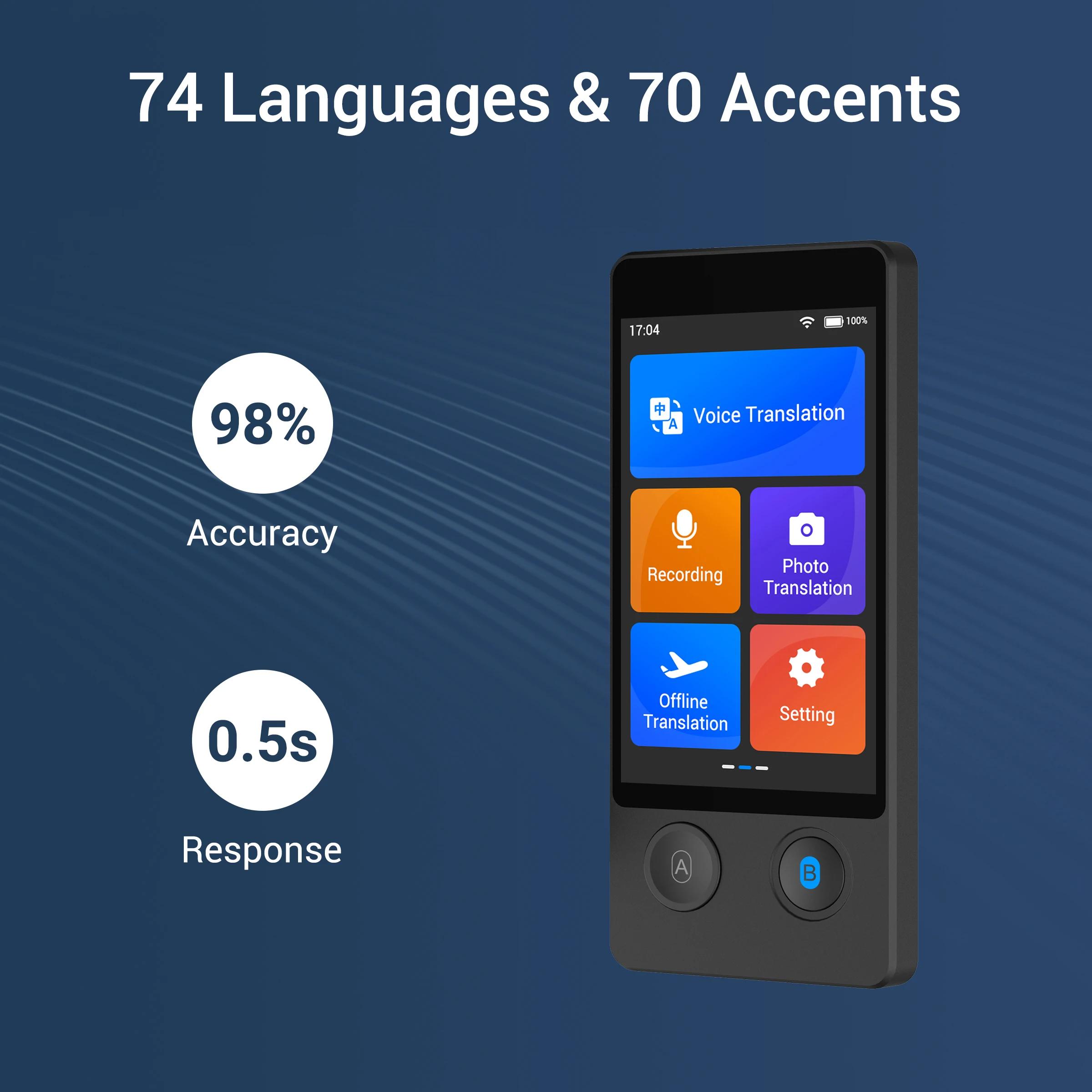 Wooask-Traducteur de langue W12, pas besoin de Wi-Fi, traduction vocale en temps réel en 144 langues