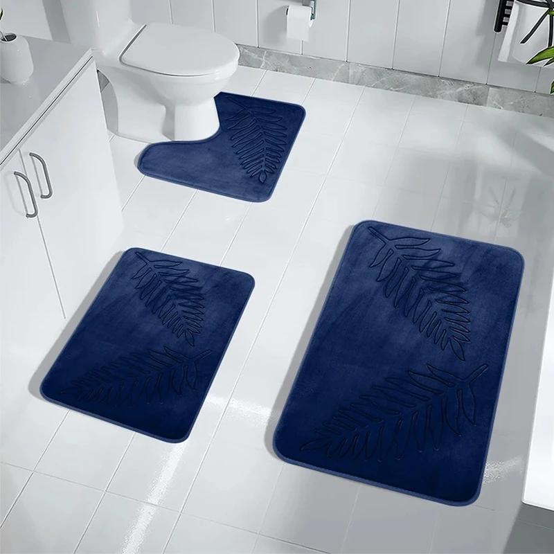 Tapis de salle de bain en mousse à mémoire de forme, 3 pièces, Ultra doux et absorbant, épais et lav