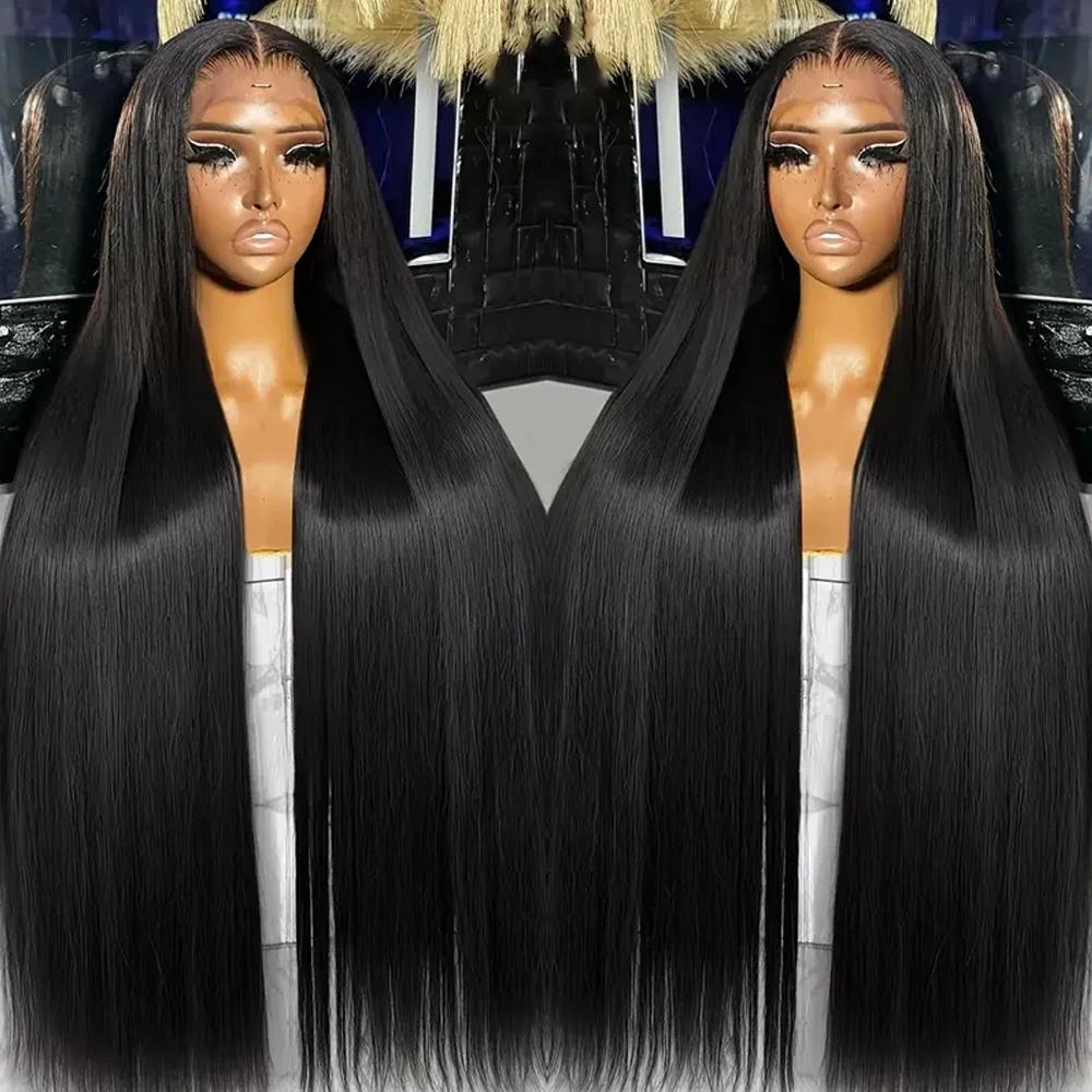 Perruques Lace Front Lisses en Cheveux Humains, Densité 250%, Perruque Frontale Complète 13x4, Dente