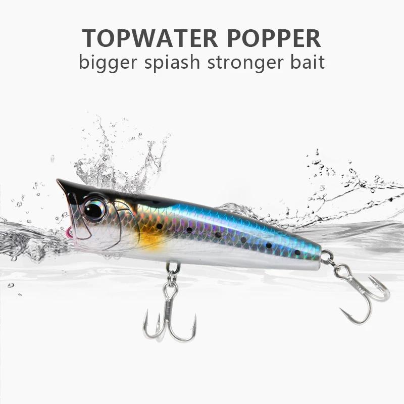 LETOYO Topwater Popper 8.5-30g flottant Rock pop appâts durs artificiels pour bar perche brochet leu