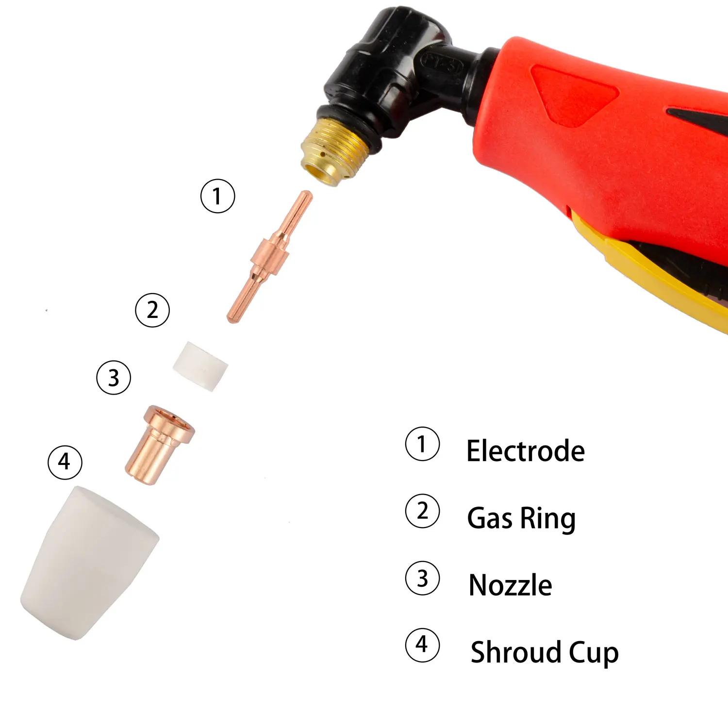 Kit de consommables étendus pour coupe Plasma PT31 PT-31 LG40, pointes d'électrode, tasse pour PT-31