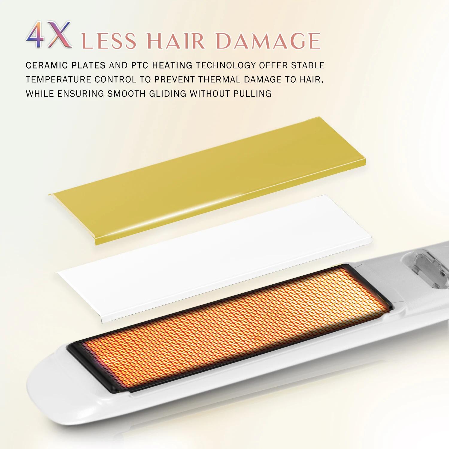 RUCHA – fer plat pour cheveux en plaque de titane miroir, avec traitement à la kératine au Plasma po