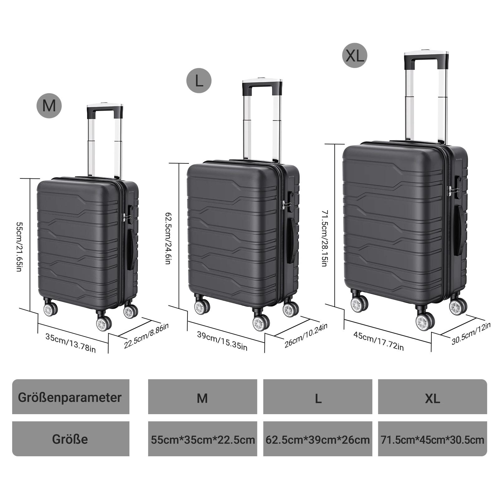 Anajqaqia Ensemble de valises 3 en 1 20 + 24 + 28 pouces, avec serrure TSA et 360 ° Roues et balan