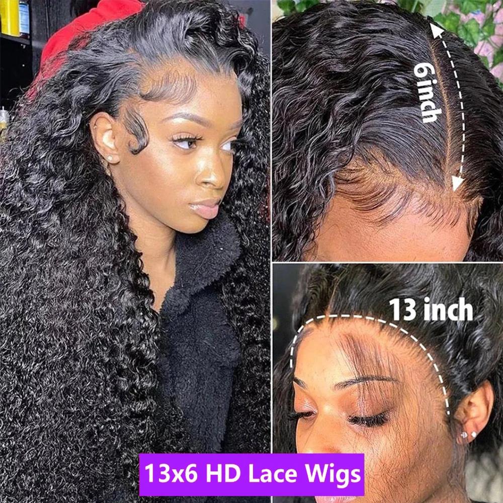 Perruque Lace Closure Wig Naturelle Deep Wave, Cheveux Humains, 4x4, 13x4, 13x6, pour Femme