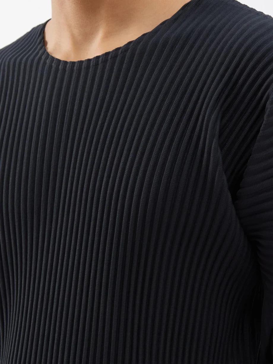 T-shirt plissé Miyake à manches longues pour homme, coupe ample décontractée, col rond, style japona