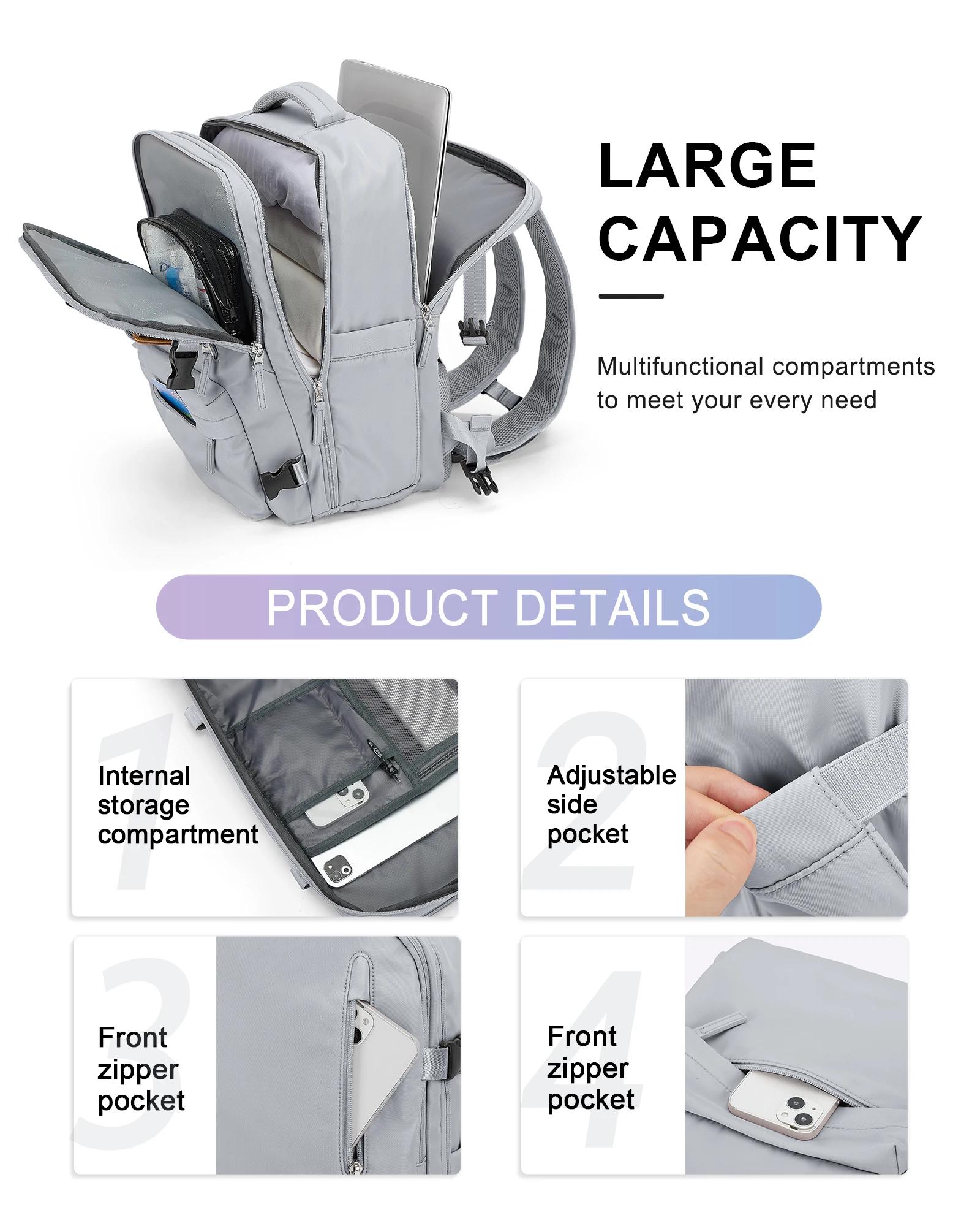 Sac à dos en nylon, sac à dos de voyage d'affaires avec port USB pour femmes et hommes, sac à dos an