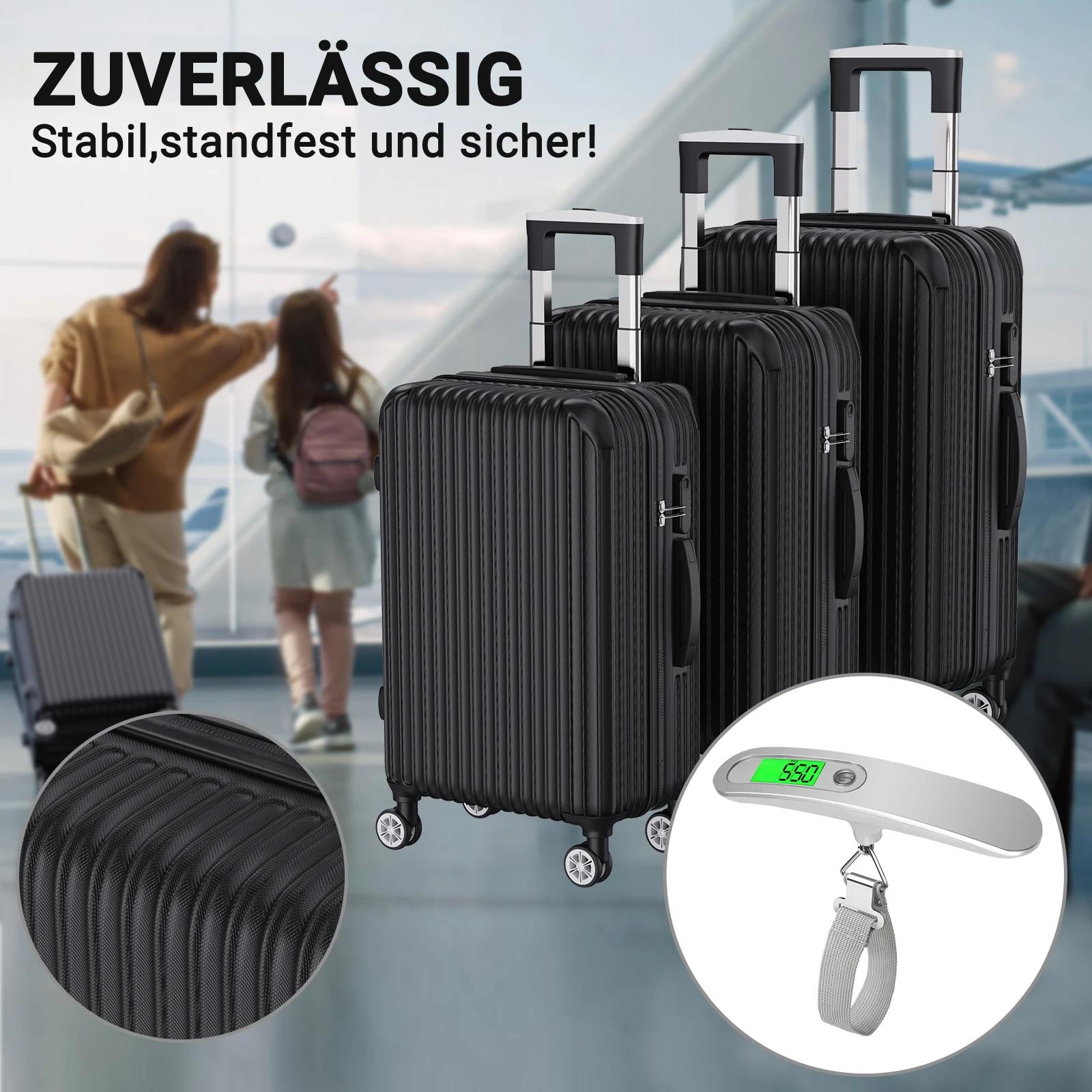 Set de 3 valises rigides ABS, bagage cabine, trolley voyage, 4 roues 360°, M 20'' L 24'' XL 28'', se