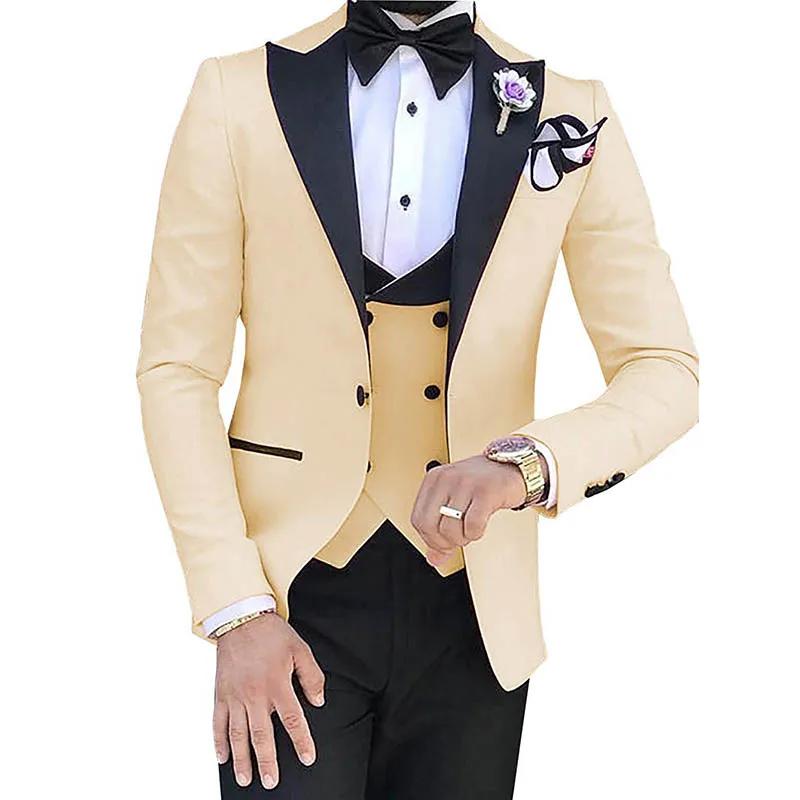 Costumes 3 pièces sur mesure pour hommes, smokings slim pour marié, olympiques de mariage pour homme