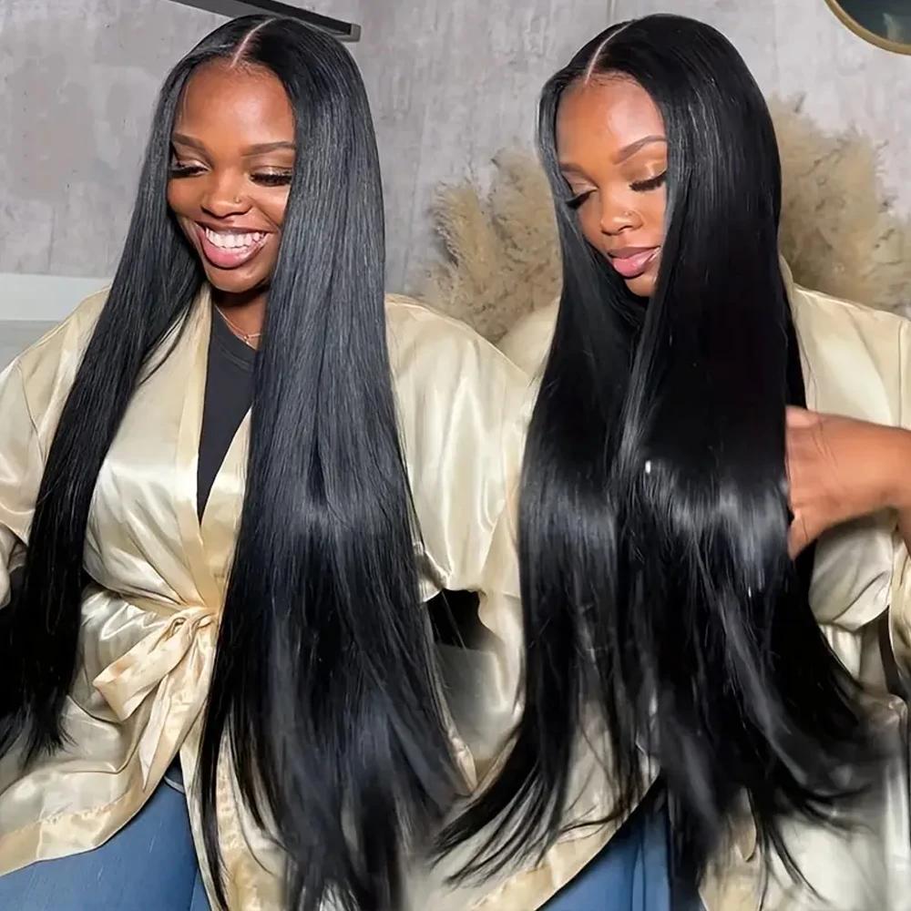 Perruques Lace Front Lisses en Cheveux Humains, Densité 250%, Perruque Frontale Complète 13x4, Dente