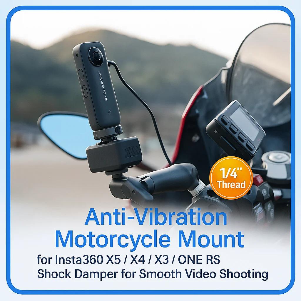 Support de moto antivibration pour Insta360 X5 / X4 / X3 / ONE RS | Amortisseur de choc à filetage