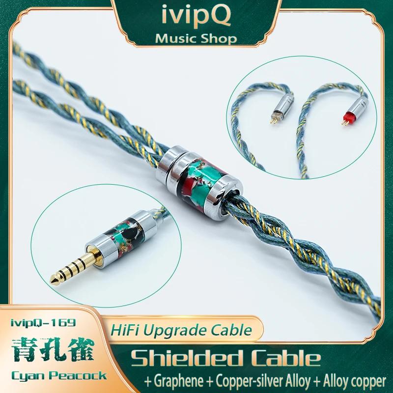 IvipQ-169 Cyan Peacock Litz HIFI écouteur mise à niveau câble blindage fil graphène cuivre argent al