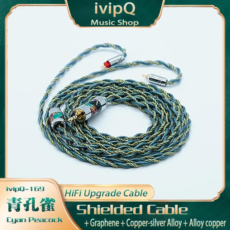 IvipQ-169 Cyan Peacock Litz HIFI écouteur mise à niveau câble blindage fil graphène cuivre argent al