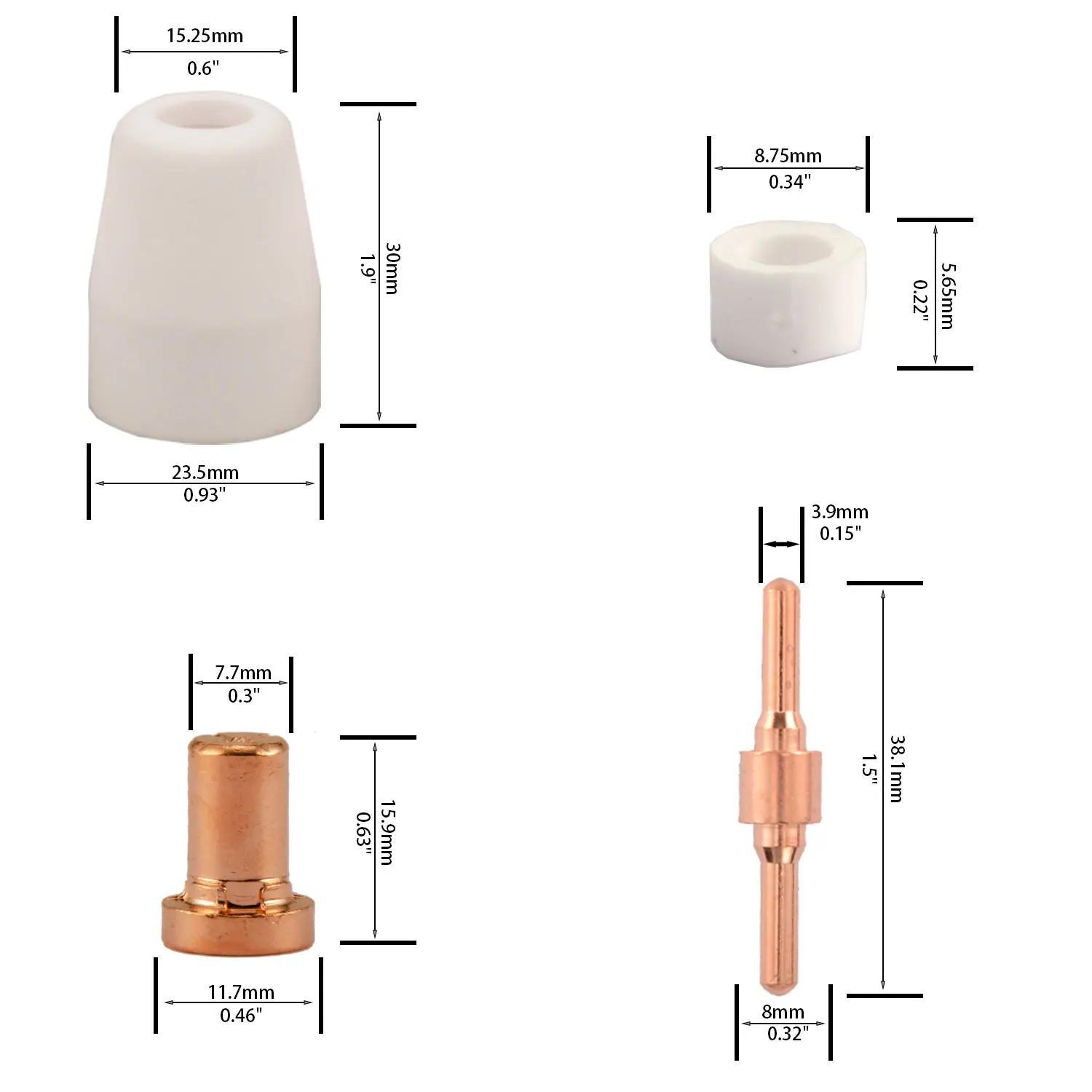 Kit de consommables étendus pour coupe Plasma PT31 PT-31 LG40, pointes d'électrode, tasse pour PT-31