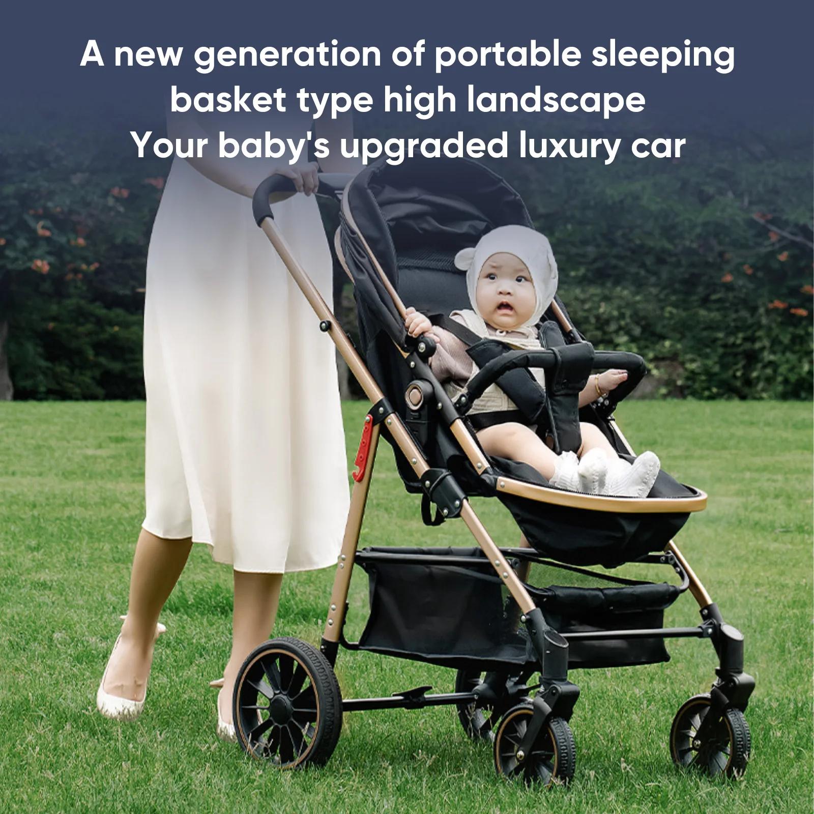 Poussette bébé luxueuse Portable voyage landau pliable landau siège réversible bidirectionnel nouvea