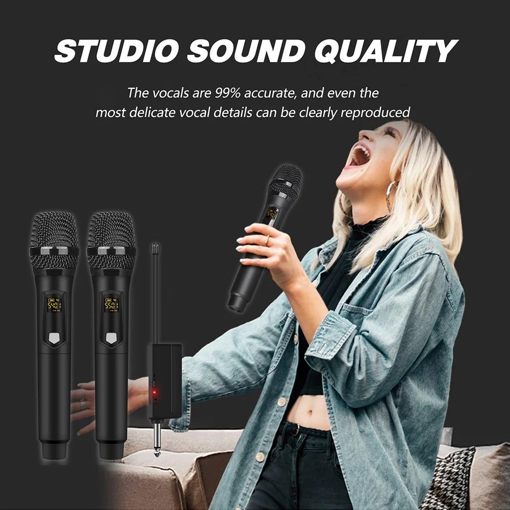 Système de microphone sans fil UHF Debra Audio - 2 micros portatifs rechargeables pour karaoké, scèn