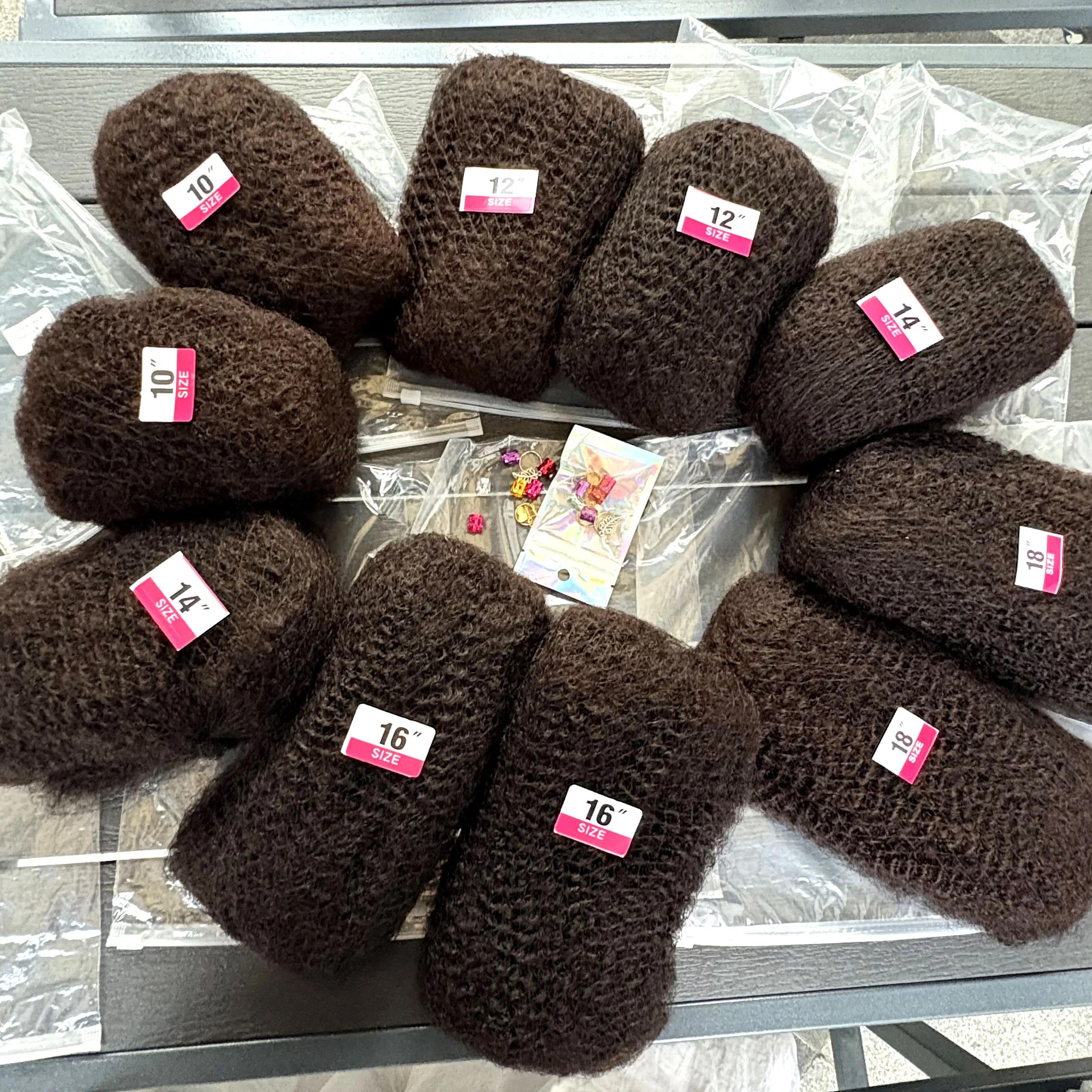 10-18 pouces 4C Afro crépus en vrac Extensions de cheveux humains sans trame 30 ou 50 g/paquet brési