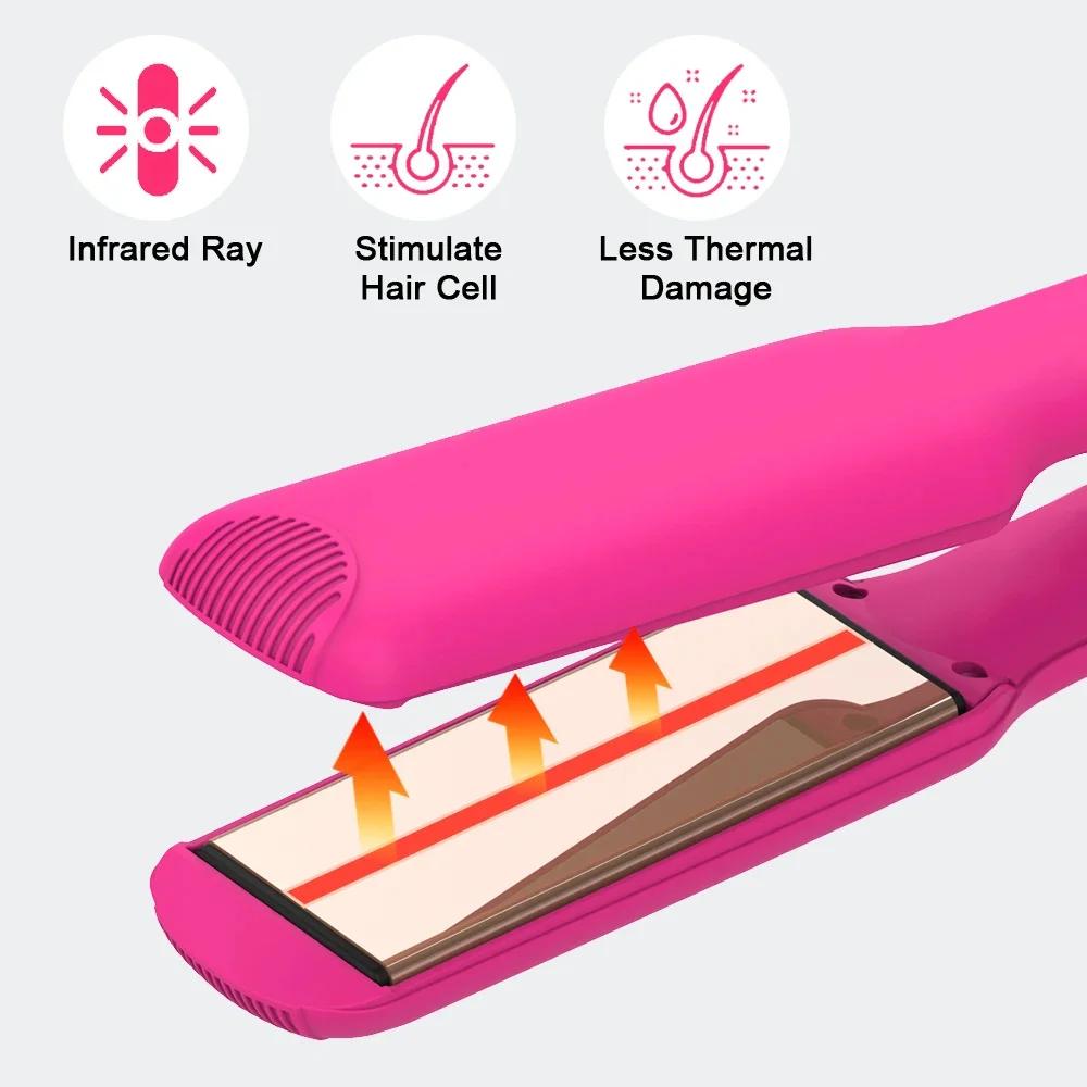 Lisseur de cheveux infrarouge 450 ℉ Lisseur à cheveux en titane, chauffe rapidement en 30 secondes
