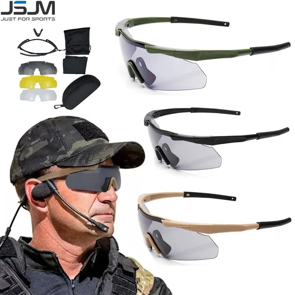 JSJM nouveau Style lunettes tactiques CS Airsoft coupe-vent lunettes de tir HD 3 lentilles Motocross