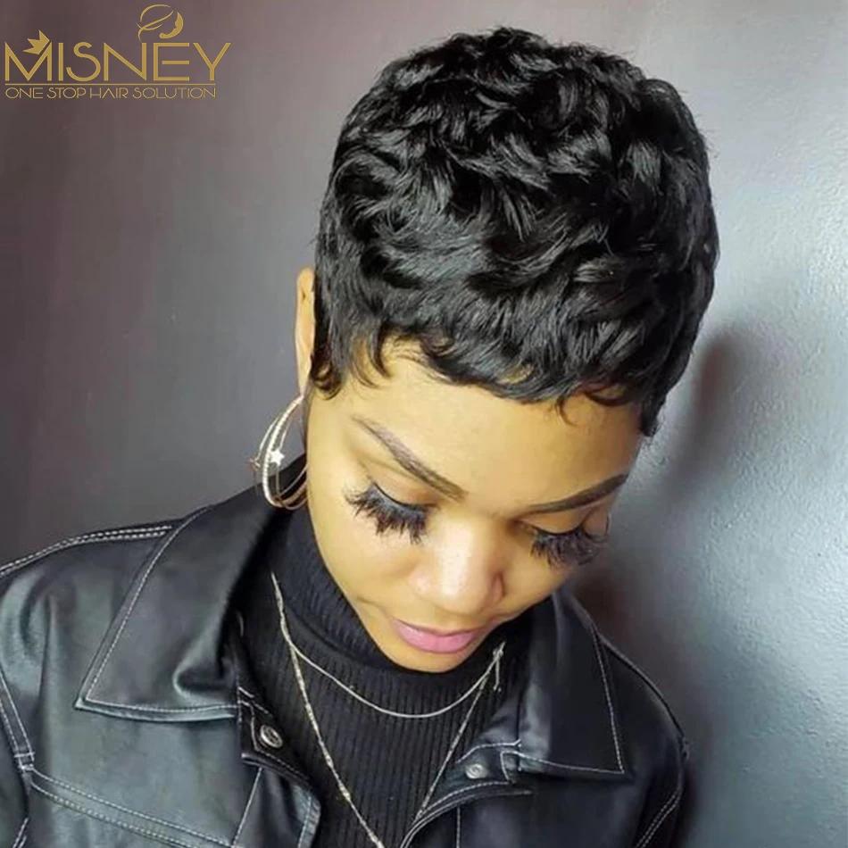 Perruques de cheveux humains droites courtes Bob couleur naturelle cheveux brésiliens Remy coupe de