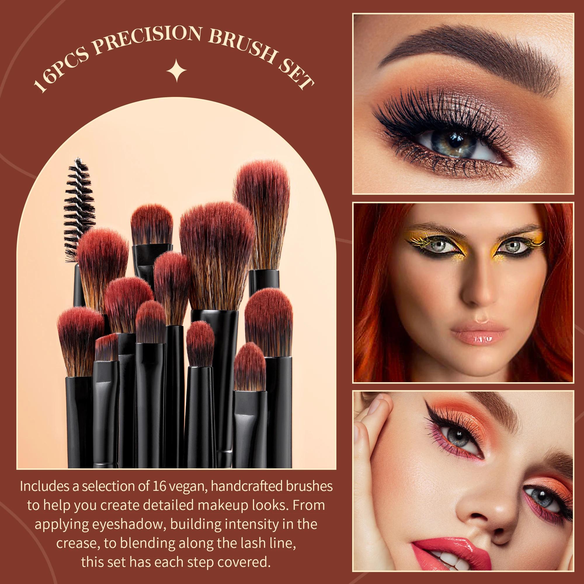 Jessup – ensemble de pinceaux pour les yeux, 16 pinceaux de maquillage, brosse à sourcils de précisi