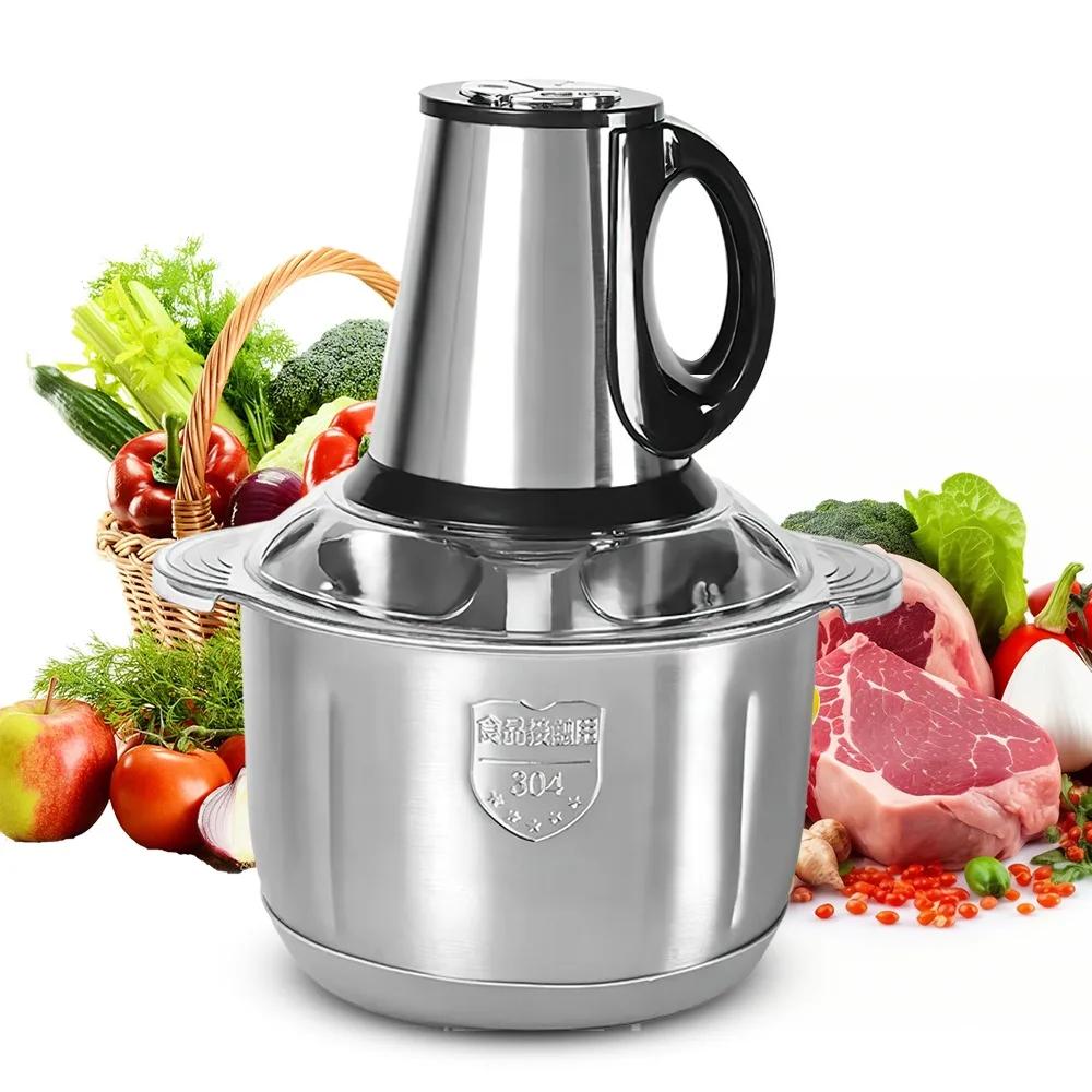 Hachoir Électrique Multifonction 5L en Acier Inoxydable : Hachoir à Viande, Hachoir à Légumes, Tranc