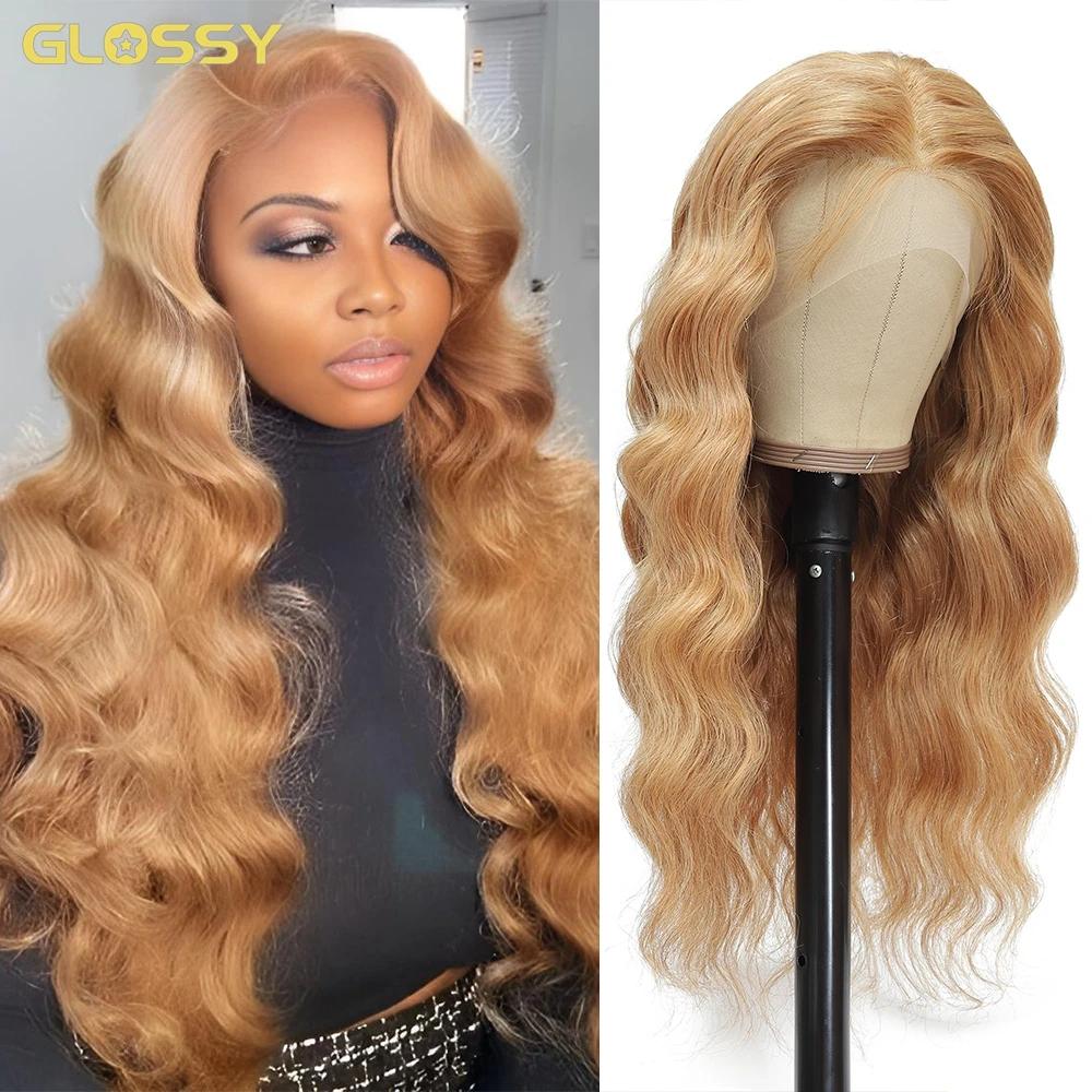 Perruque Lace Front Wig Body Wave Naturelle, Cheveux Humains, Couleur Blond Miel #27, 13x4, HD, pour