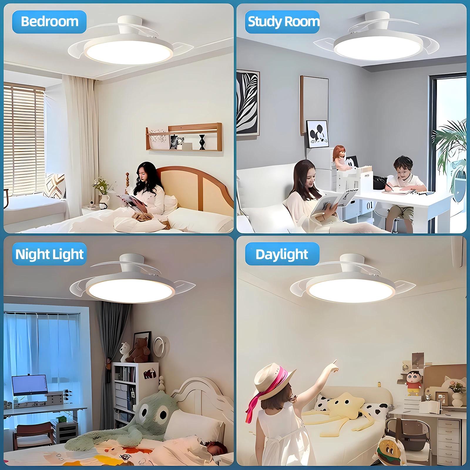 IRALAN-Ventilateur de Plafond Invisible Moderne avec Lumière LED, Moteur DC, Grand Volume d'Air, Tél