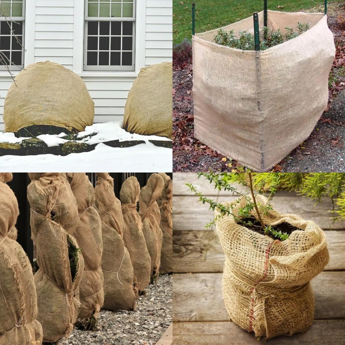 45 po. Rouleau de toile de jute pour jardinage, tissu naturel pour barrière contre les mauvaises her