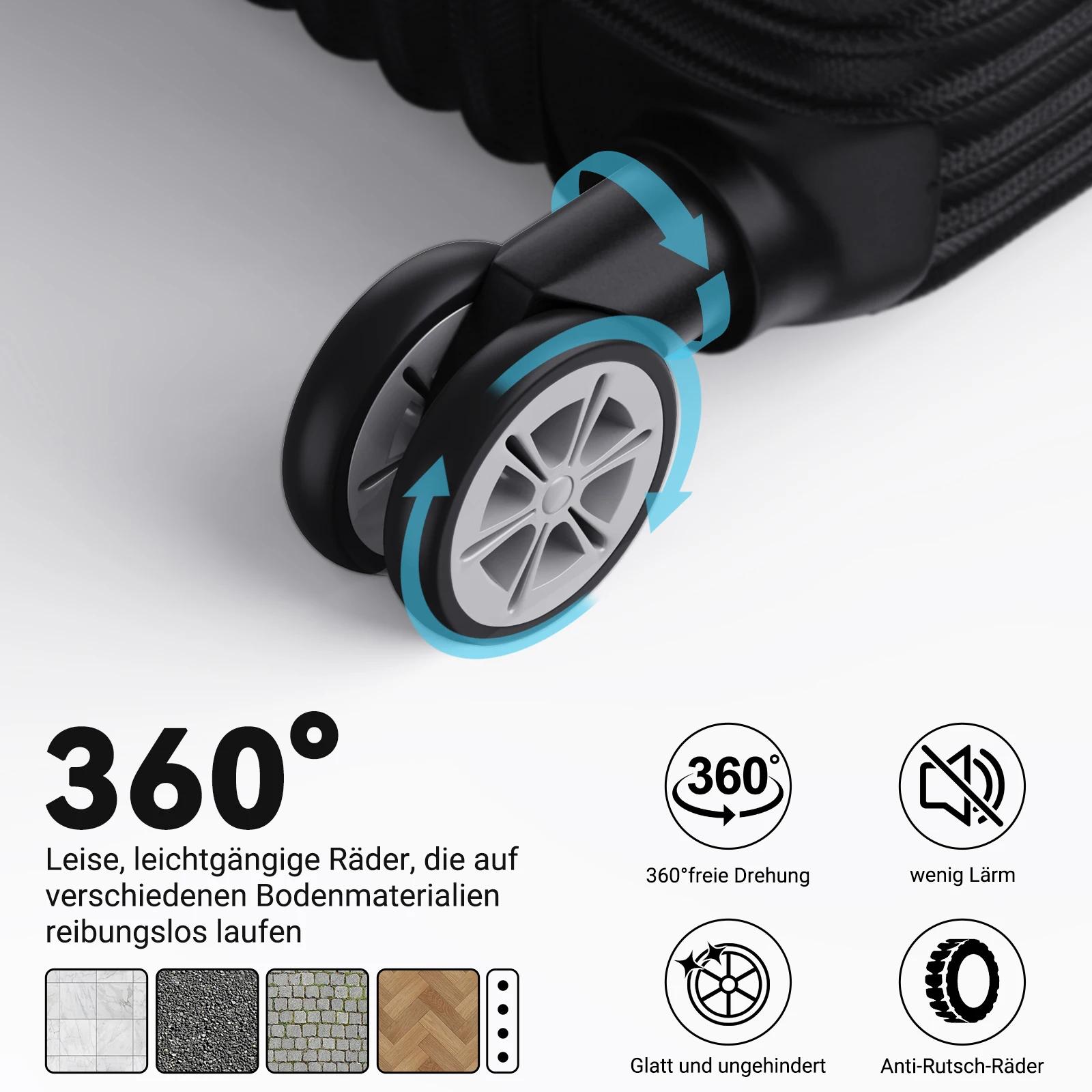 Set de 3 valises rigides ABS, bagage cabine, trolley voyage, 4 roues 360°, M 20'' L 24'' XL 28'', se