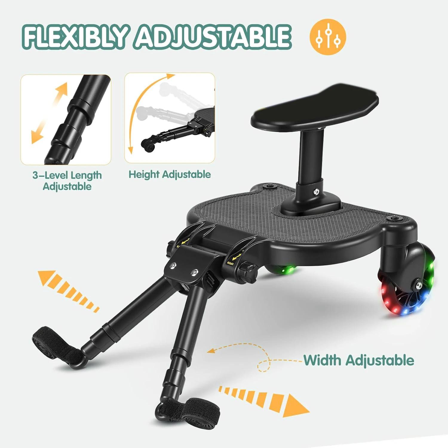 Universal Stroller Board Standing with Detachable Seat Pedal & 360 ° Wheel Kids Ride Board Load 25kg