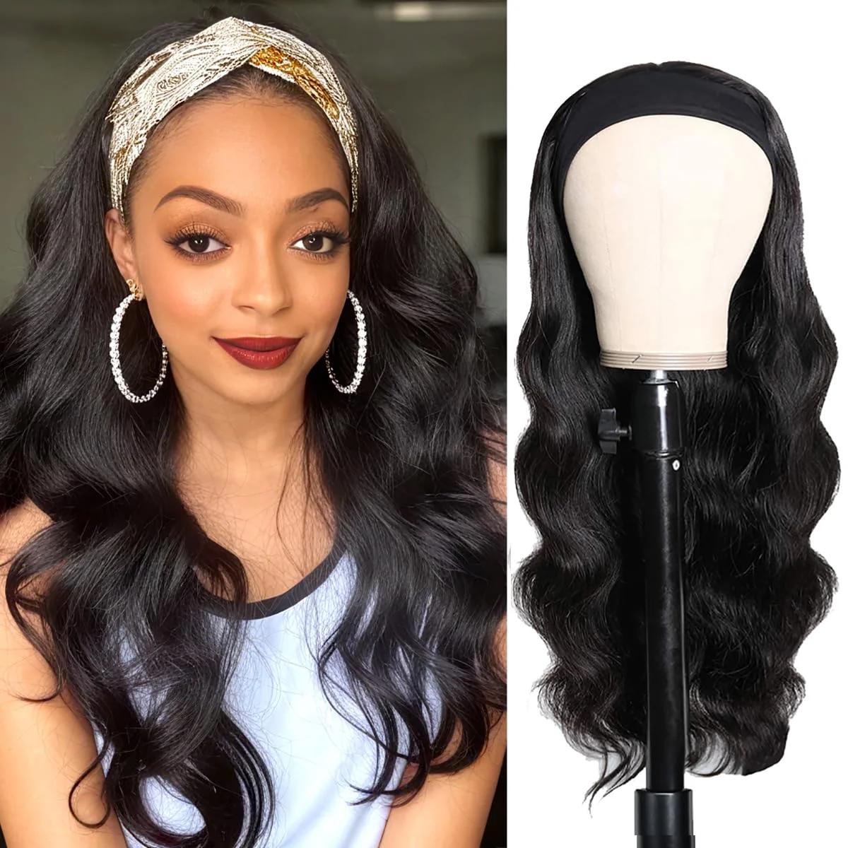 16-40 pouces 200 densité bandeau perruque vague de corps brésilien perruque de cheveux humains sans