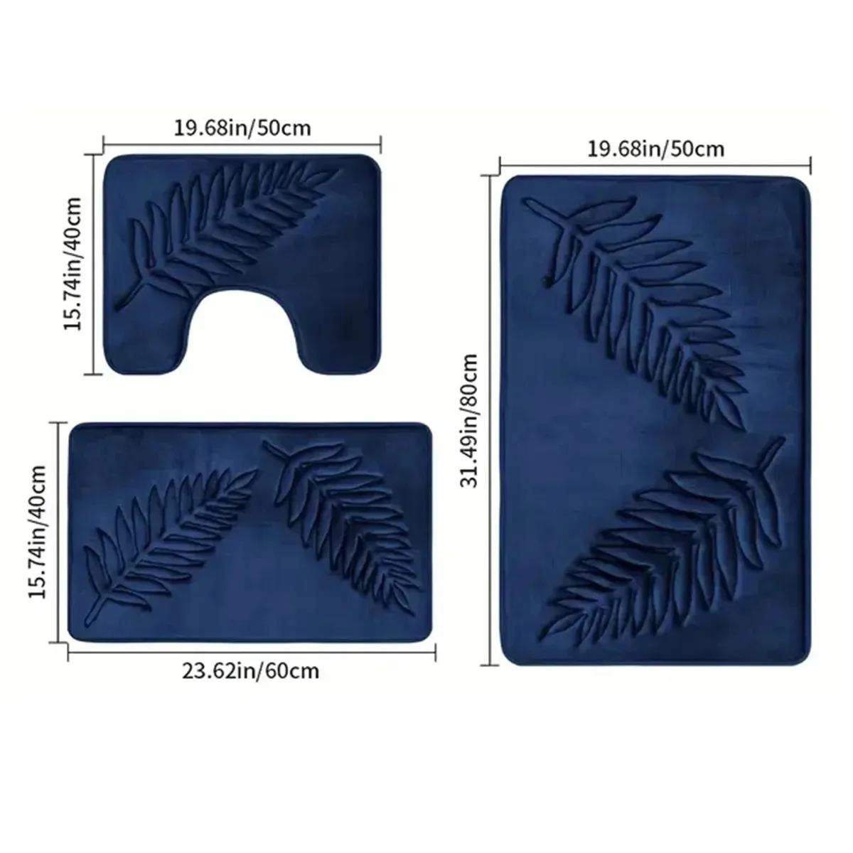 Tapis de salle de bain en mousse à mémoire de forme, 3 pièces, Ultra doux et absorbant, épais et lav