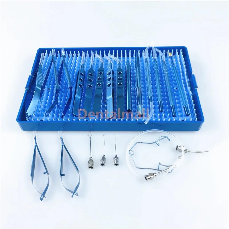 Instruments de micro danse avec boîte de plateau tertiaire, ensemble de cataracte oculaire, 21 pièce