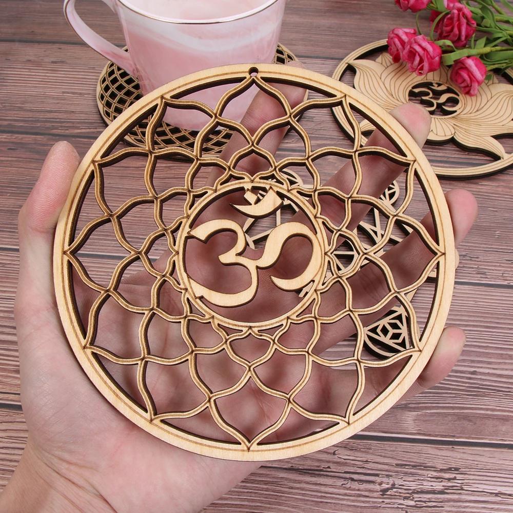 Panneau Mural en Bois en Forme de Fleur de Vie de 14cm, Art Mural Découpé au Laser, Décor de Maison,