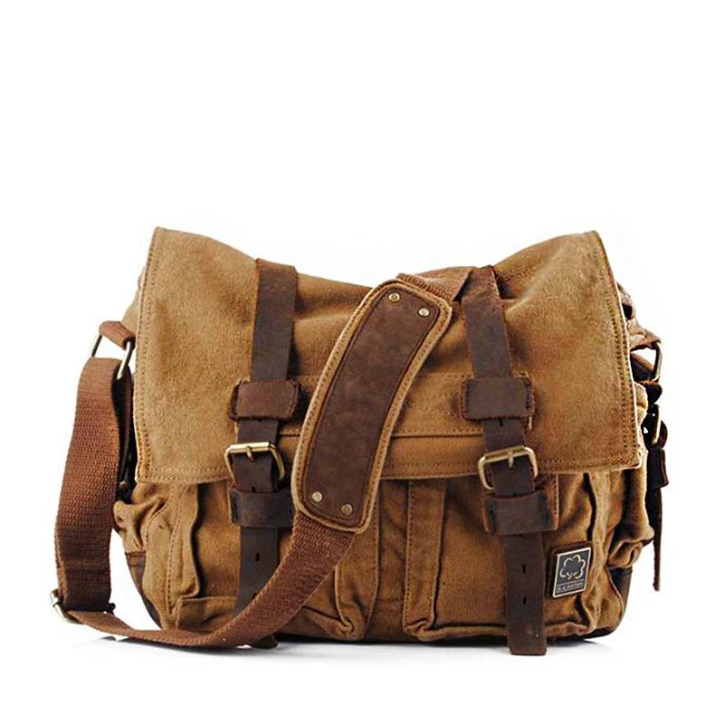2025 mode Vintage en cuir toile femmes hommes sac de messager coton toile sac à bandoulière hommes s