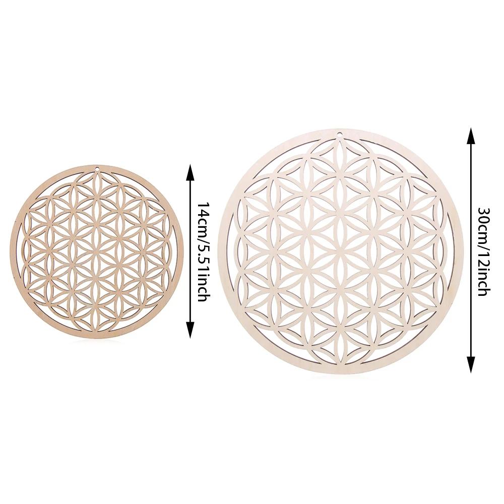 Panneau Mural en Bois en Forme de Fleur de Vie de 14cm, Art Mural Découpé au Laser, Décor de Maison,