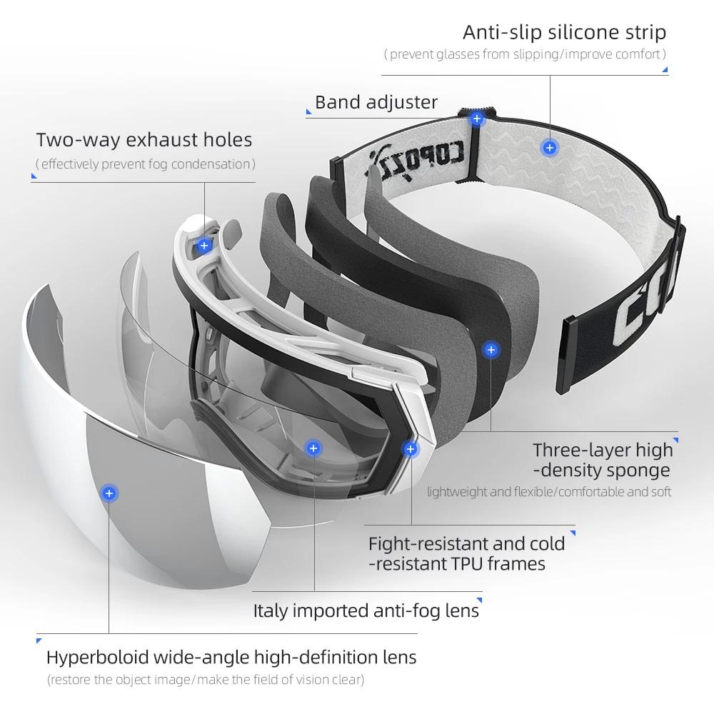 COPOZZ marque lunettes de Ski professionnelles Double couches Anti-buée UV400 hommes femmes hiver mo