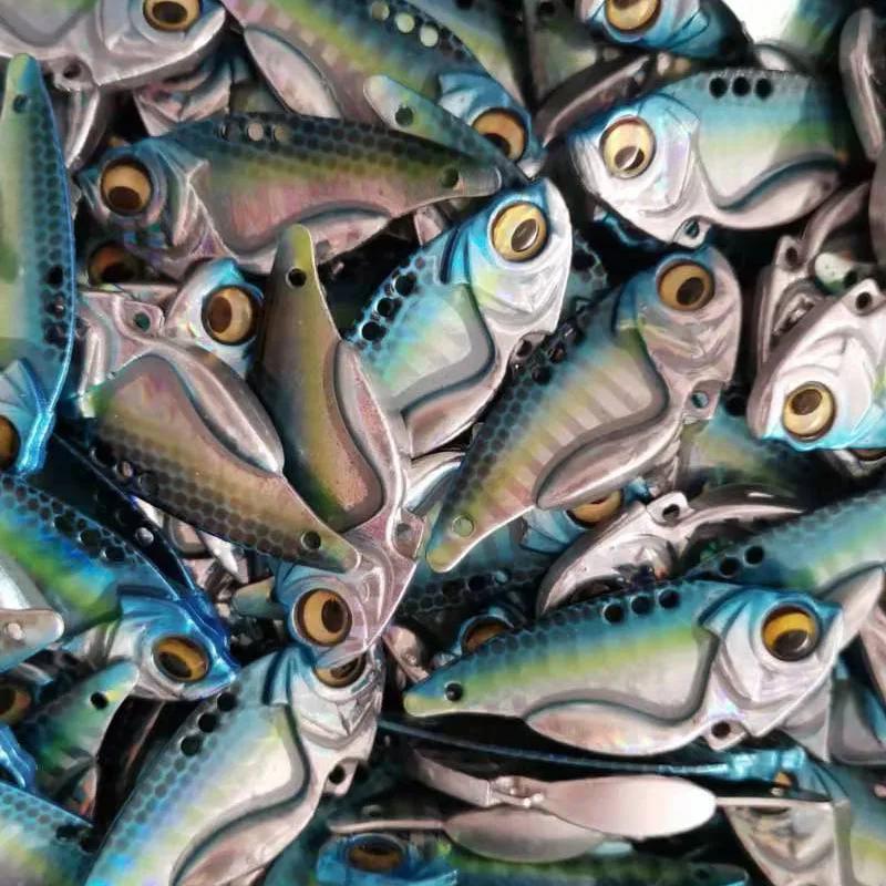 Easyfish 1 pièces VIB 7.5g 11g 14g yeux 3D métal Vib lame leurre coulant Vibration appâts Double cro