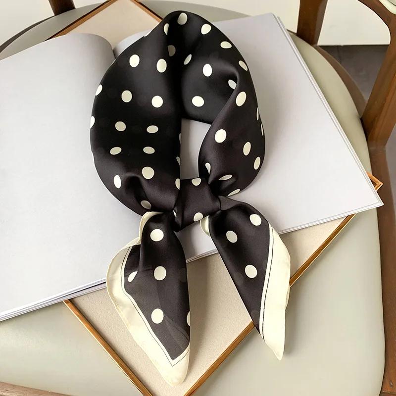 Écharpe carrée à pois pour femme, châles et enveloppes de luxe, petit sac à la mode, écharpes pour c