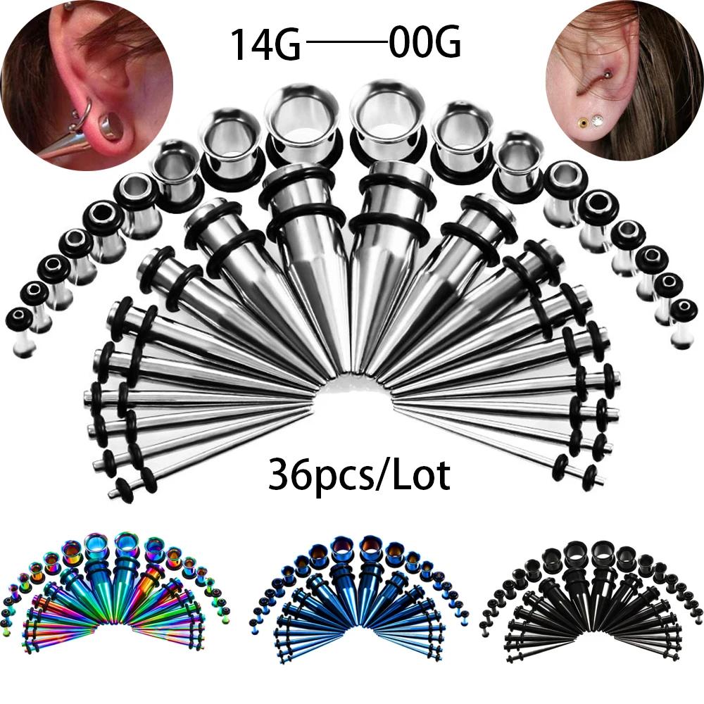 Kit d'étirement de jauges d'oreille, ensemble de piercings corporels, cônes, bouchons, oeillets, aci