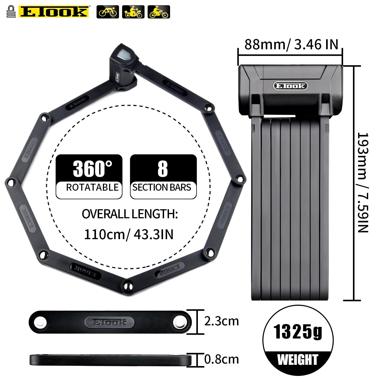 Etook-Serrure anti-vol pliable pour vélo électrique, accessoire de protection rapide pour scooter et
