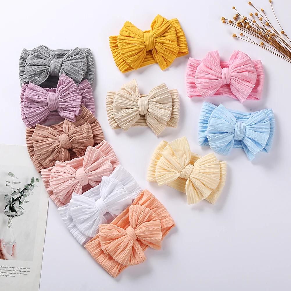 Bandeau pour bébé avec nœud de câble solide, couches en Nylon, couvre-chef pour enfants, Turban élas