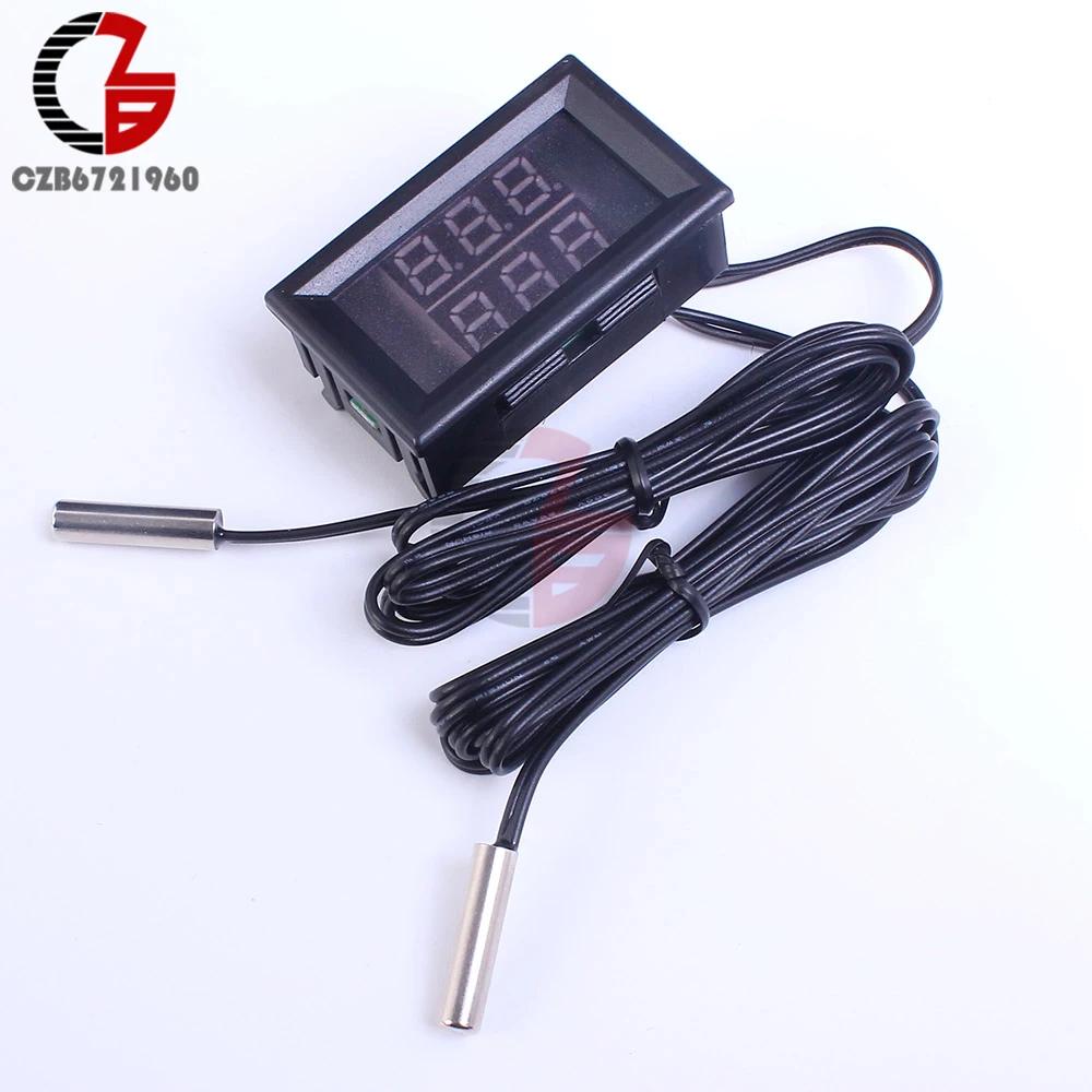 3 chiffres 0.28 pouces DC 4 V-28 V double thermomètre double affichage LED NTC capteur étanche therm